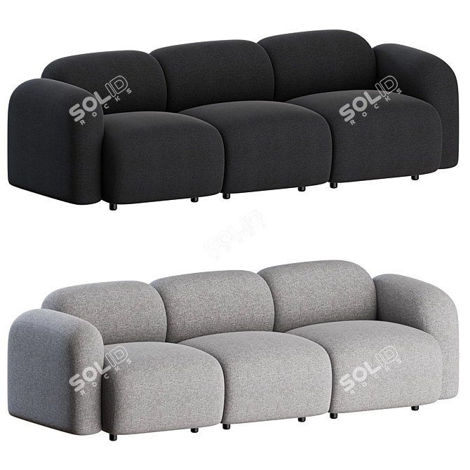 Sleek 3-Seater Swell Sofa 3D model image 5