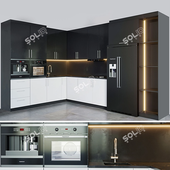 Sleek Kitchen 11: Stylish and Functional 3D model image 6