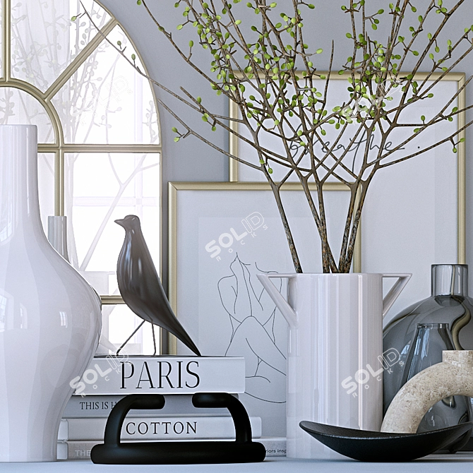 Title: Elegant Mirror and Vase Set 3D model image 4