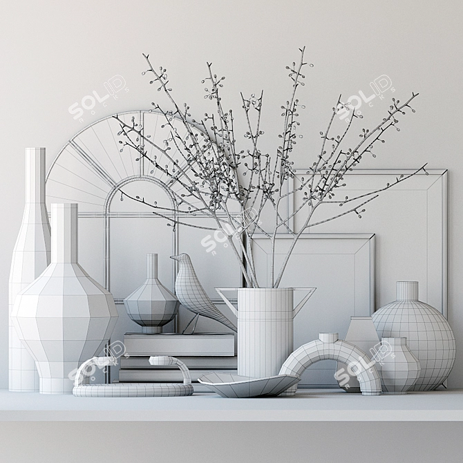 Title: Elegant Mirror and Vase Set 3D model image 5