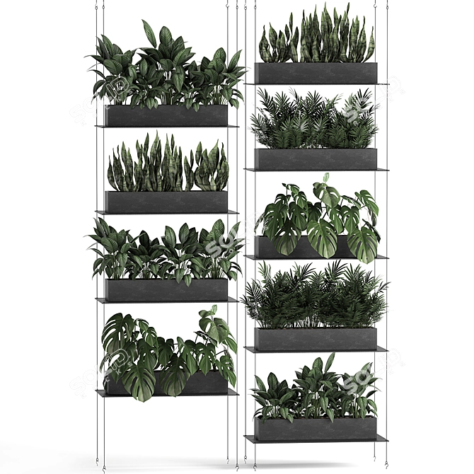 Vertical Greenery: Exotic Plants, Stylish Shelving 3D model image 4