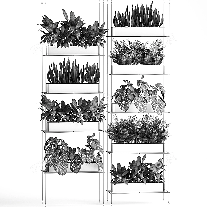 Vertical Greenery: Exotic Plants, Stylish Shelving 3D model image 5