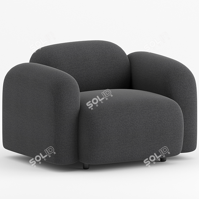 Sleek Swell Armchair: Scandinavian Elegance by Normann Copenhagen 3D model image 7