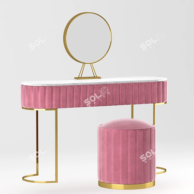 Marble Base Pink Dressing Table 3D model image 1