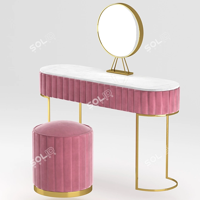 Marble Base Pink Dressing Table 3D model image 2