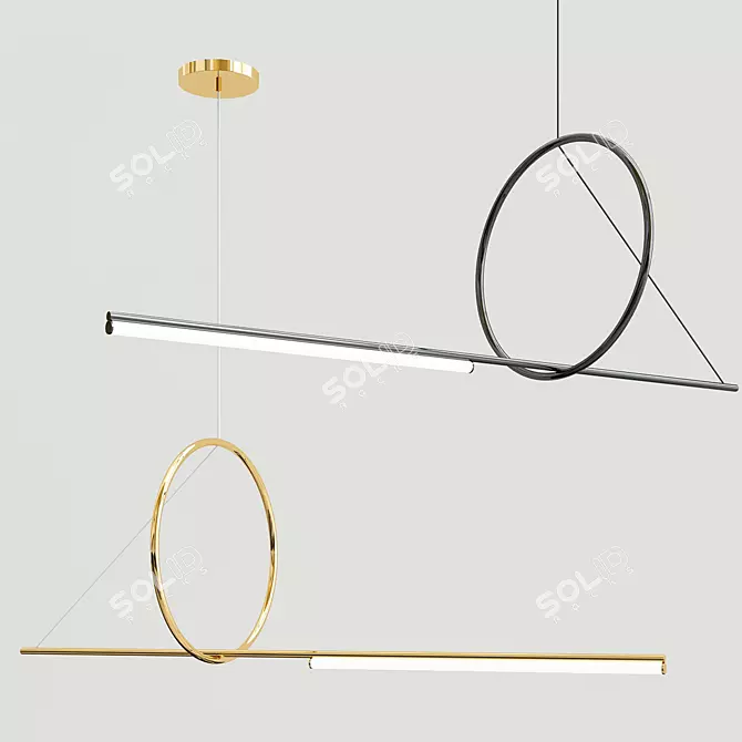 Minimalist Circle Pendant Light 3D model image 1