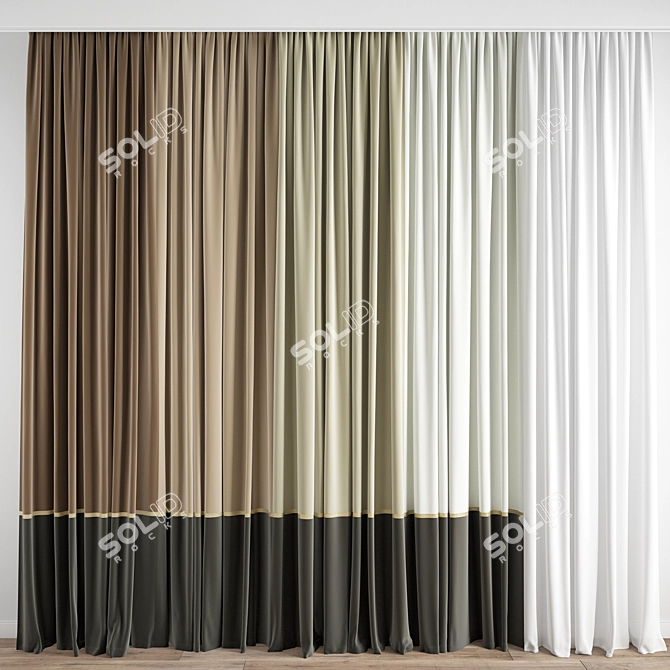 Modern Polygonal Curtain 3D Model 3D model image 1