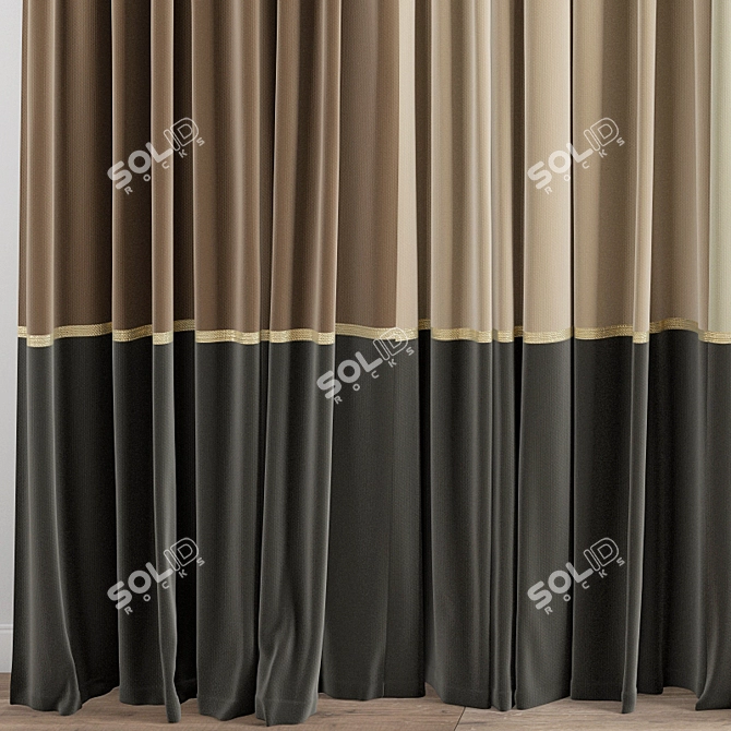 Modern Polygonal Curtain 3D Model 3D model image 2