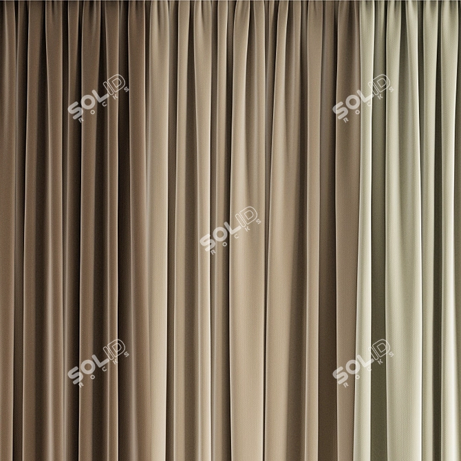 Modern Polygonal Curtain 3D Model 3D model image 4