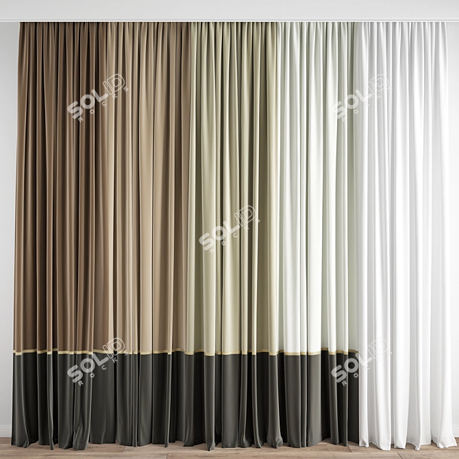 Modern Polygonal Curtain 3D Model 3D model image 6