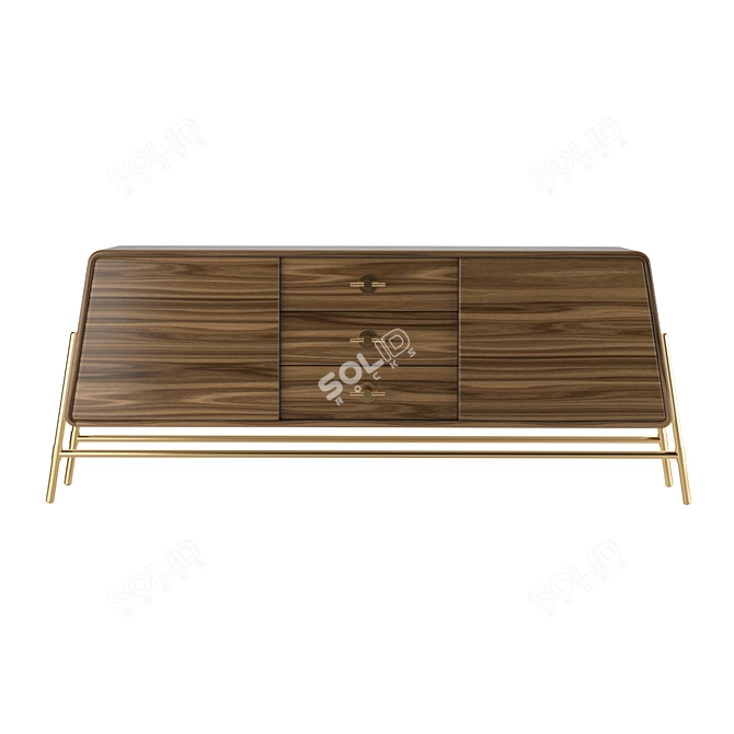 Rustic Wood Metal Sideboard 3D model image 4