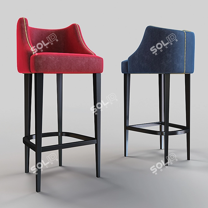 Luxury Velvet Bar Stool UK 3D model image 2