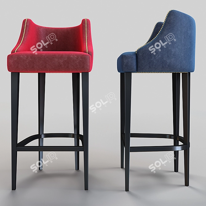 Luxury Velvet Bar Stool UK 3D model image 3