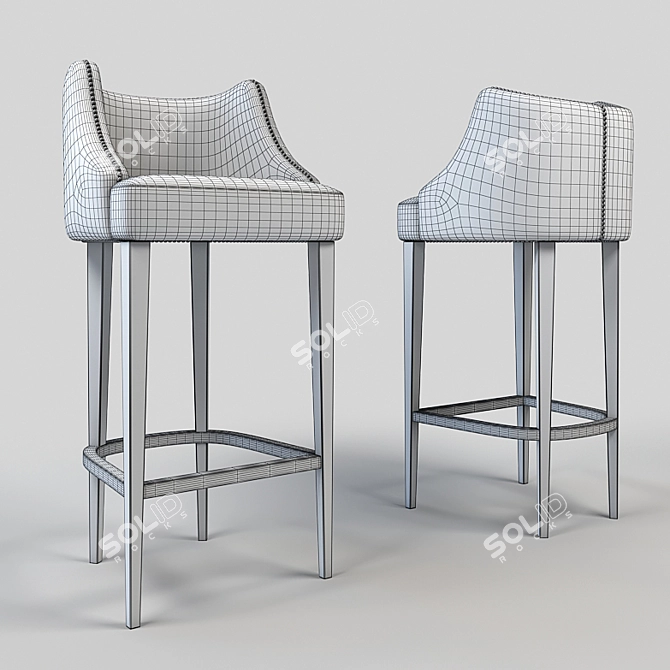 Luxury Velvet Bar Stool UK 3D model image 4