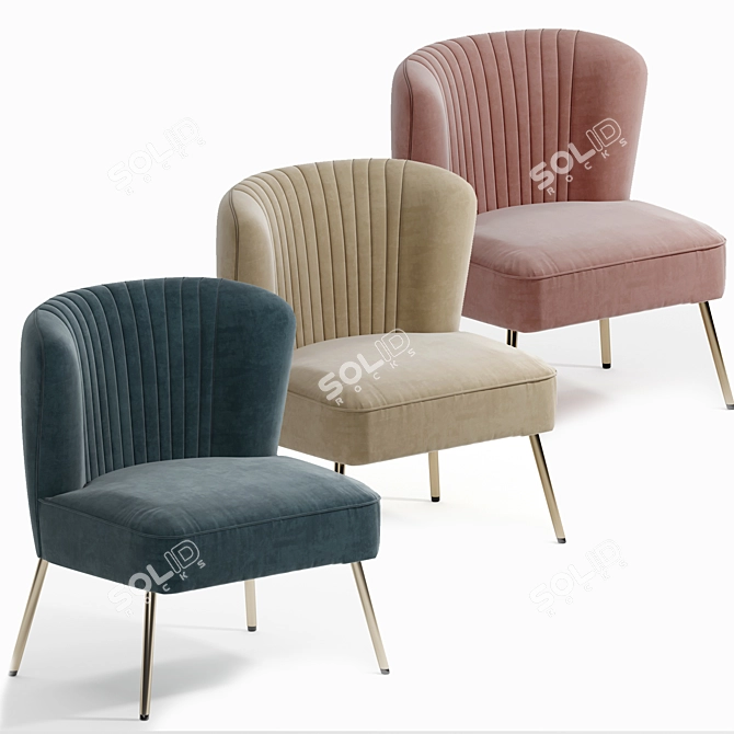 Elegant Nathalie Side Chair 3D model image 5