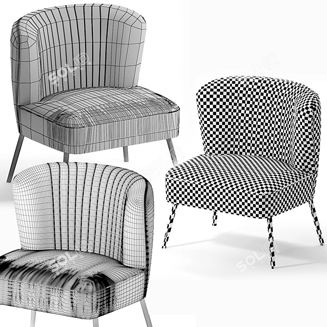 Elegant Nathalie Side Chair 3D model image 8