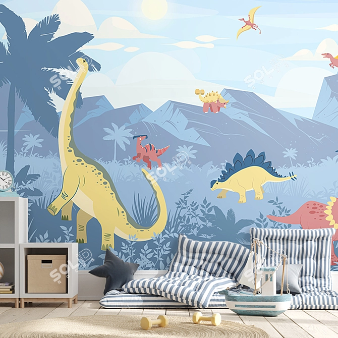 DinoLand Wallpaper Panel: Vibrant & Customizable 3D model image 4