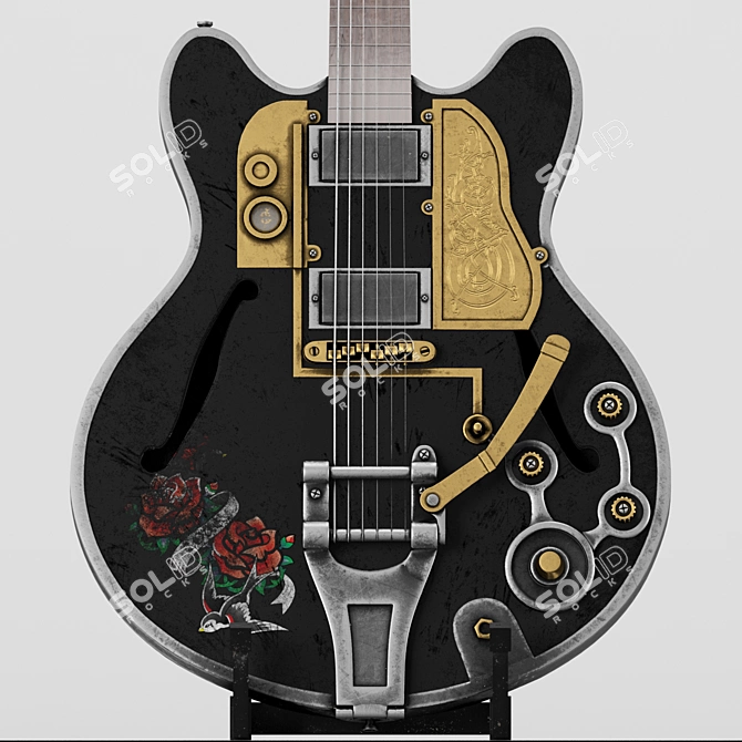 SteamGuitar: Electric Guitar with Steampunk Elements 3D model image 2