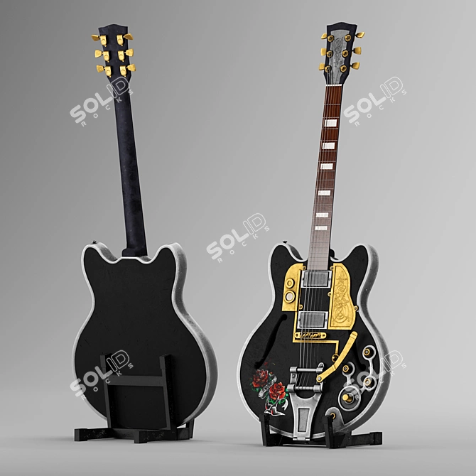 SteamGuitar: Electric Guitar with Steampunk Elements 3D model image 5