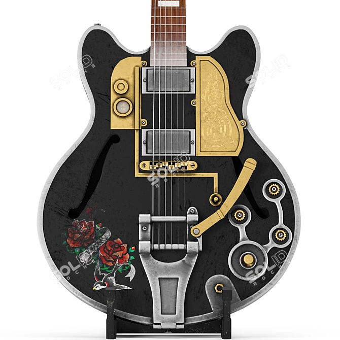 SteamGuitar: Electric Guitar with Steampunk Elements 3D model image 7