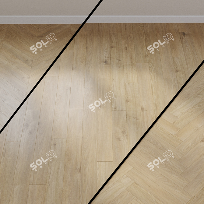 Geometric Parquet Flooring: French Fir, Linear, Chevron 3D model image 1