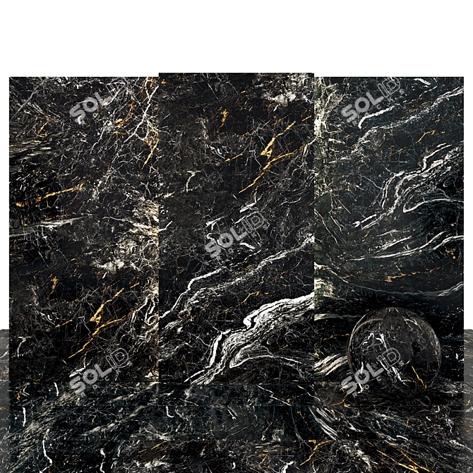 Elegant Dark Wave Marble Slabs 3D model image 1