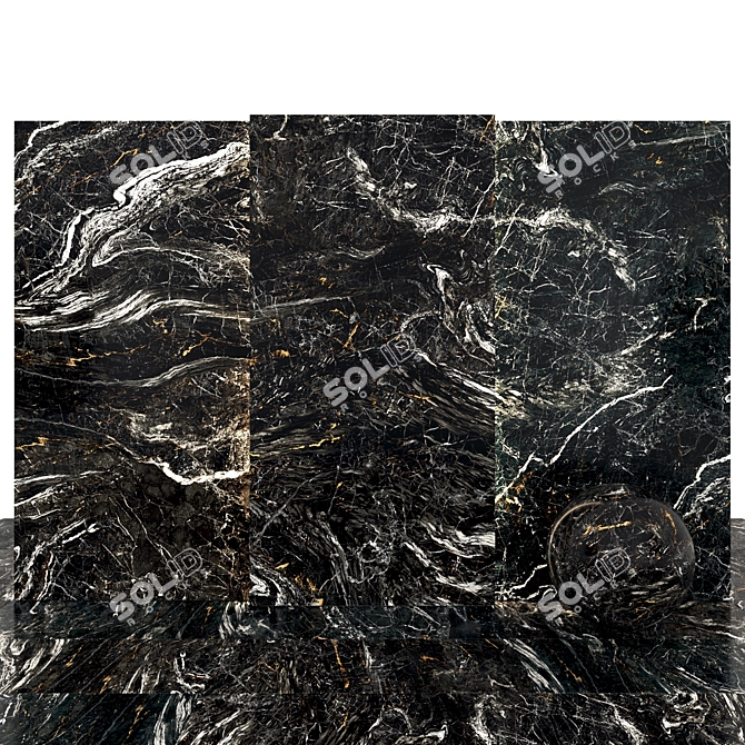 Elegant Dark Wave Marble Slabs 3D model image 2