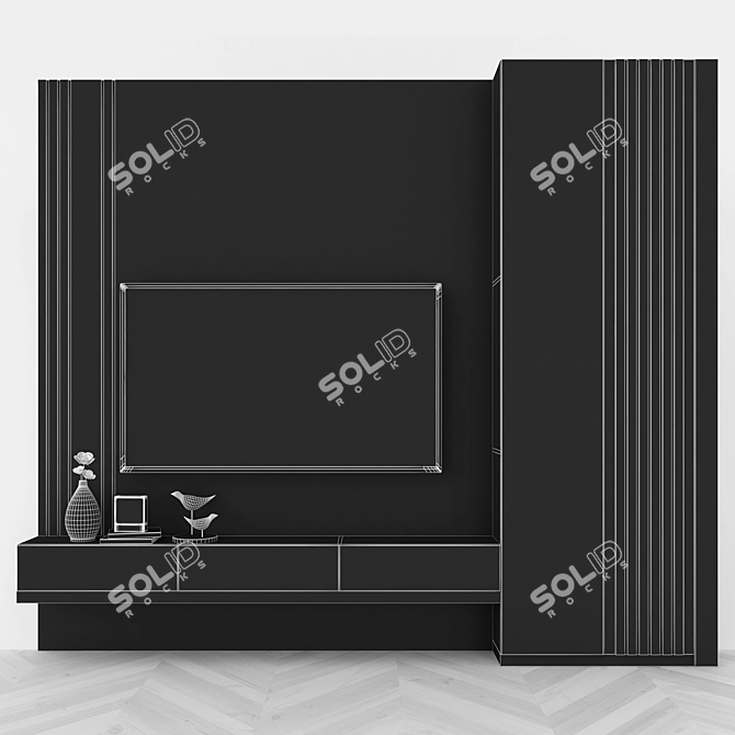 Modern TV Wall Unit with 65" Inch TV 3D model image 4