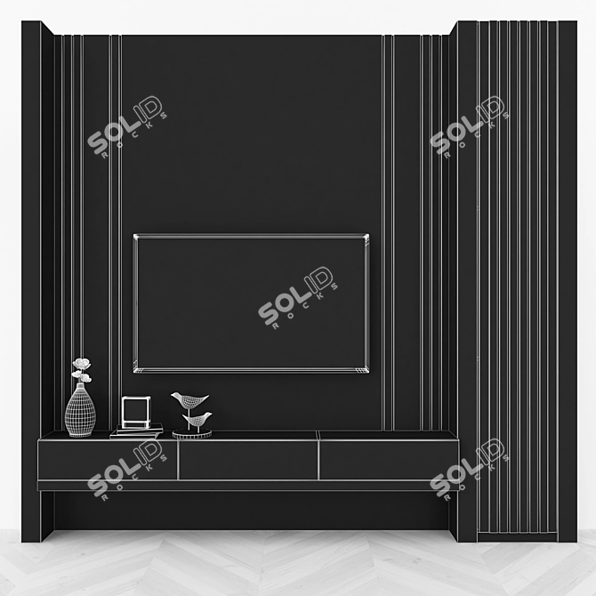 Modern TV Wall Set with 55-Inch Screen 3D model image 4