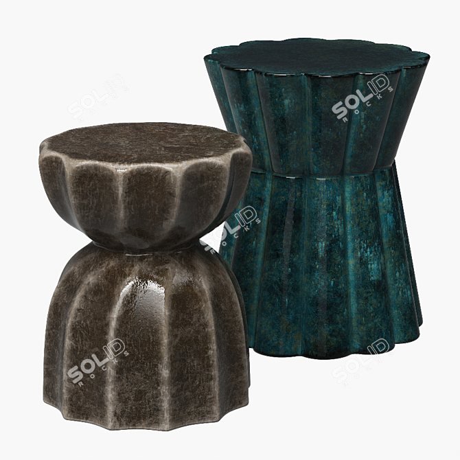 Clay Accent Side Tables Set 3D model image 1