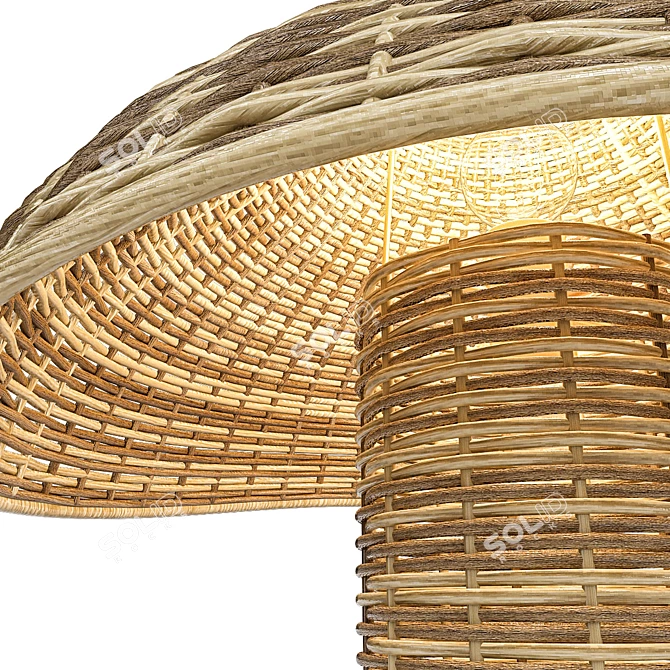 Seta Wicker Table Lamp: Rustic Elegance 3D model image 3
