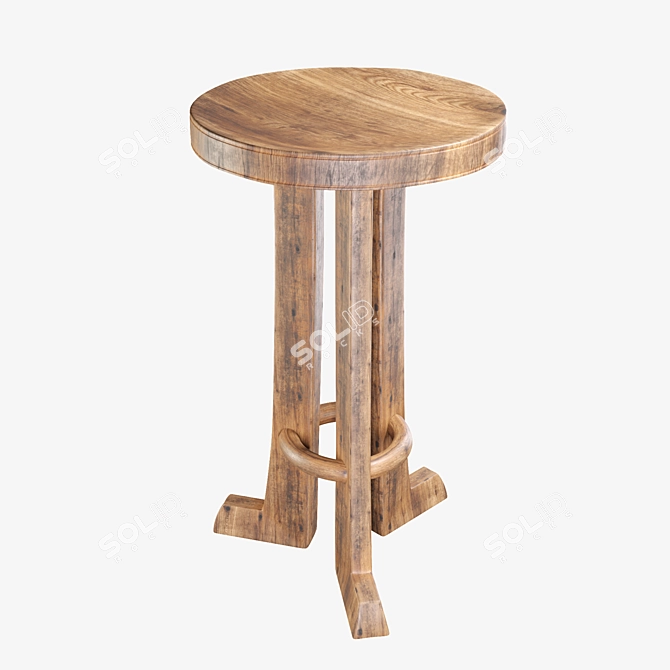 African-Inspired 3-Leg Bar Stool 3D model image 3