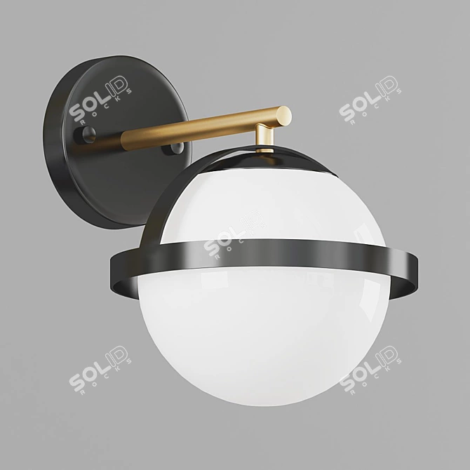 Modern Black Metal LED Wall Lamp 3D model image 1