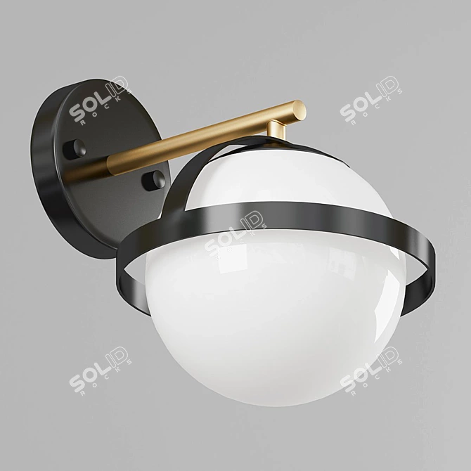 Modern Black Metal LED Wall Lamp 3D model image 2