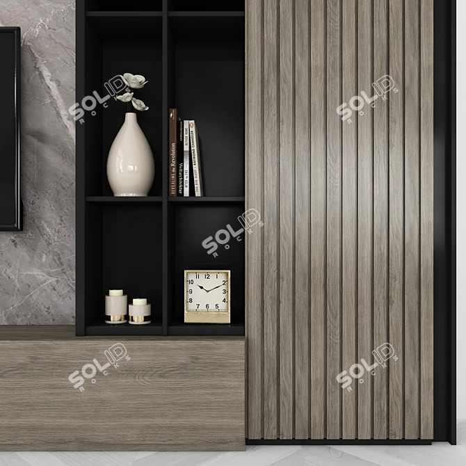 Sleek Modern TV Wall Unit 3D model image 3