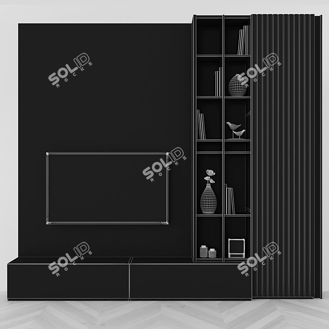 Sleek Modern TV Wall Unit 3D model image 5