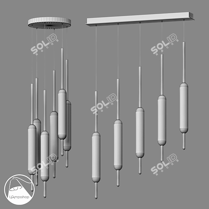 Cane Pendant Lights in Various Sizes 3D model image 2