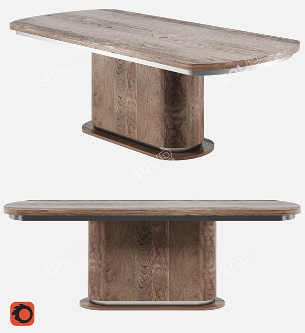 Walnut Dining Table: STOCKHOLM ST05 3D model image 5