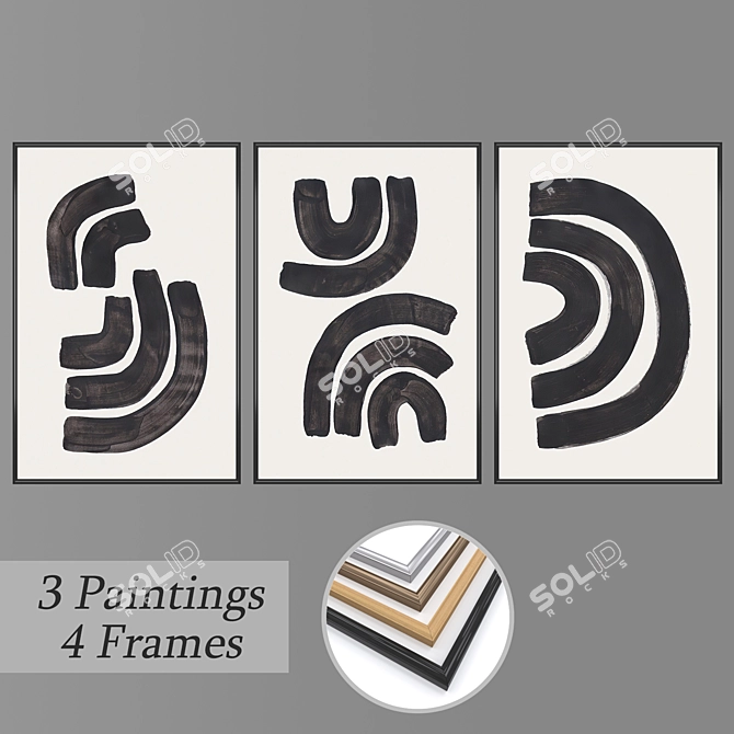 Modern Wall Art Set with Multiple Frame Options 3D model image 1