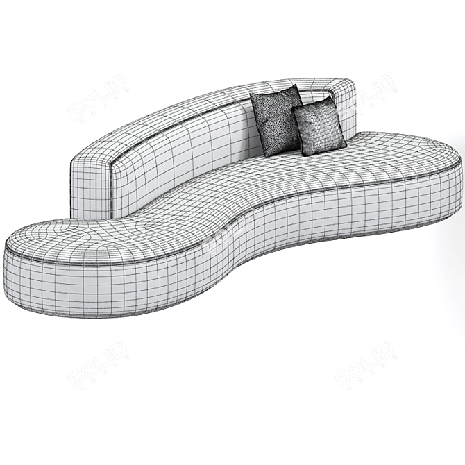 Sleek Midcentury Sofa Chaise 3D model image 3