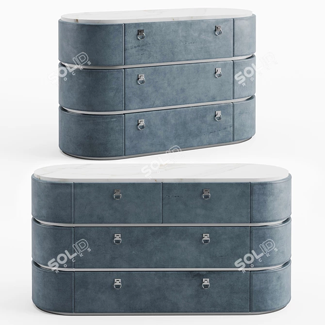 Elegant Romeo Leather Chest of Drawers 3D model image 1