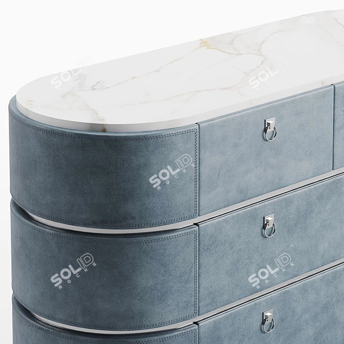 Elegant Romeo Leather Chest of Drawers 3D model image 3