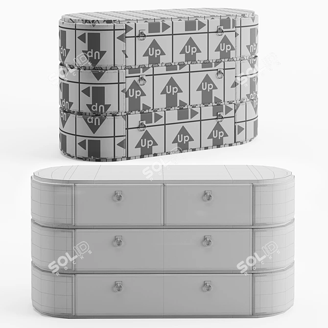 Elegant Romeo Leather Chest of Drawers 3D model image 4