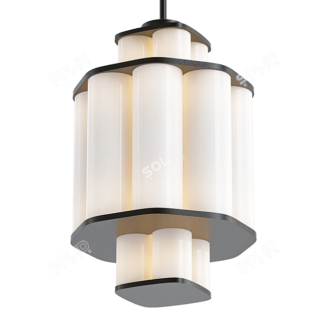 Elegant Bauer Chandelier: Black/White 3D model image 2