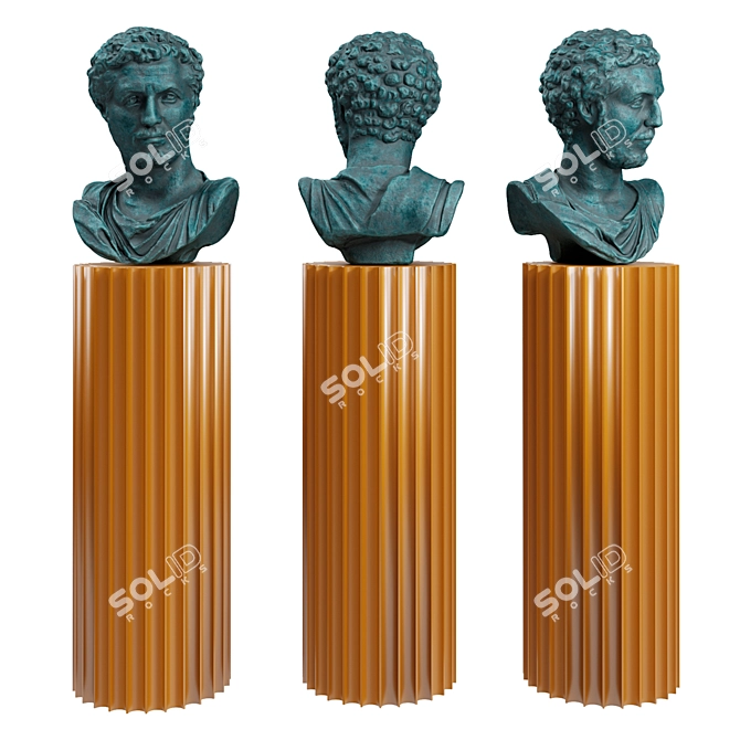 Antique Roman Emperor Bust with Pedestal 3D model image 1