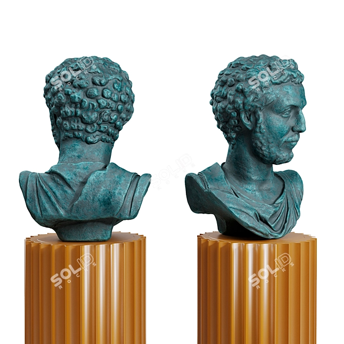 Antique Roman Emperor Bust with Pedestal 3D model image 3