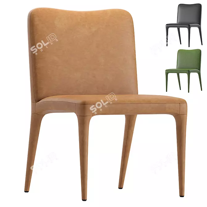 Luxury Estancia Leather Cara Dining Chair 3D model image 1