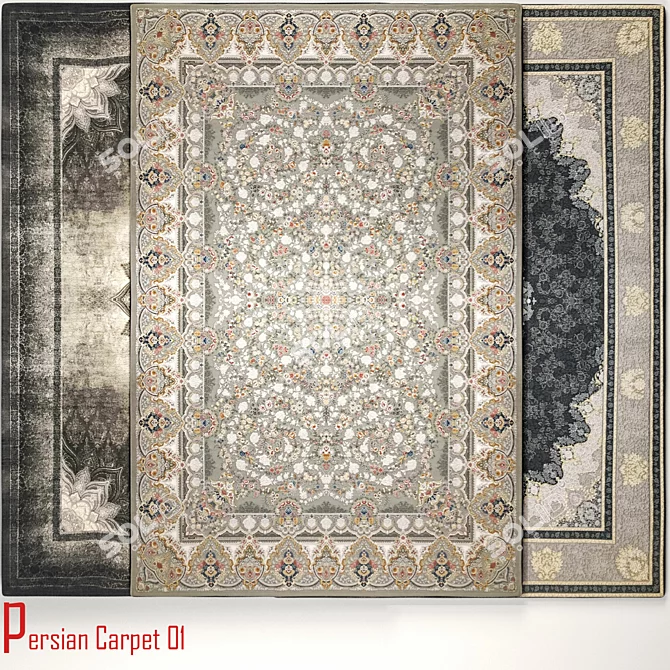 Exquisite Persian Carpet Design 3D model image 2