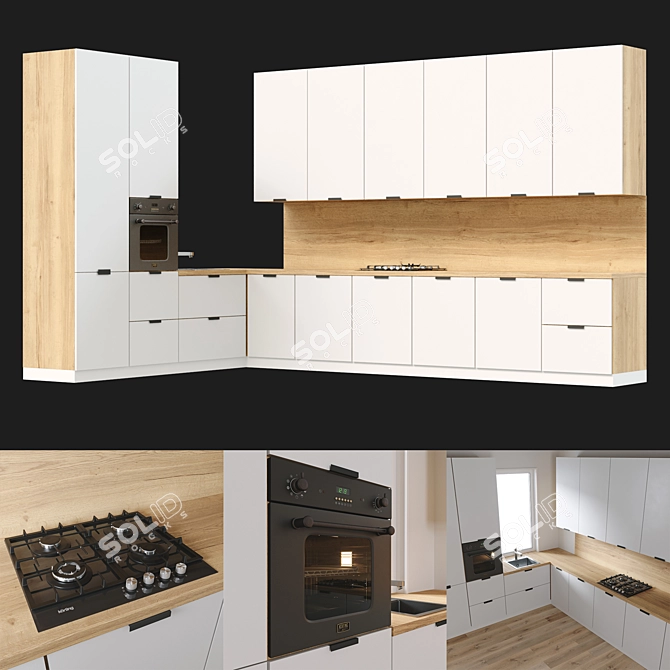 White Kitchen Cabinet 3D model image 6