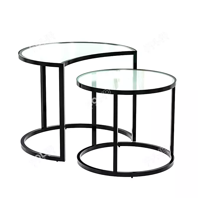 Modern Set of 2 Bast Side Tables 3D model image 1